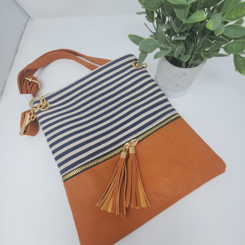 Striped Crossbody Hairstylist Purse